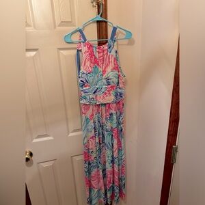 Lilly Pulitzer maxi halter dress size XL. Altered length. Fits someone 5’3-5’5